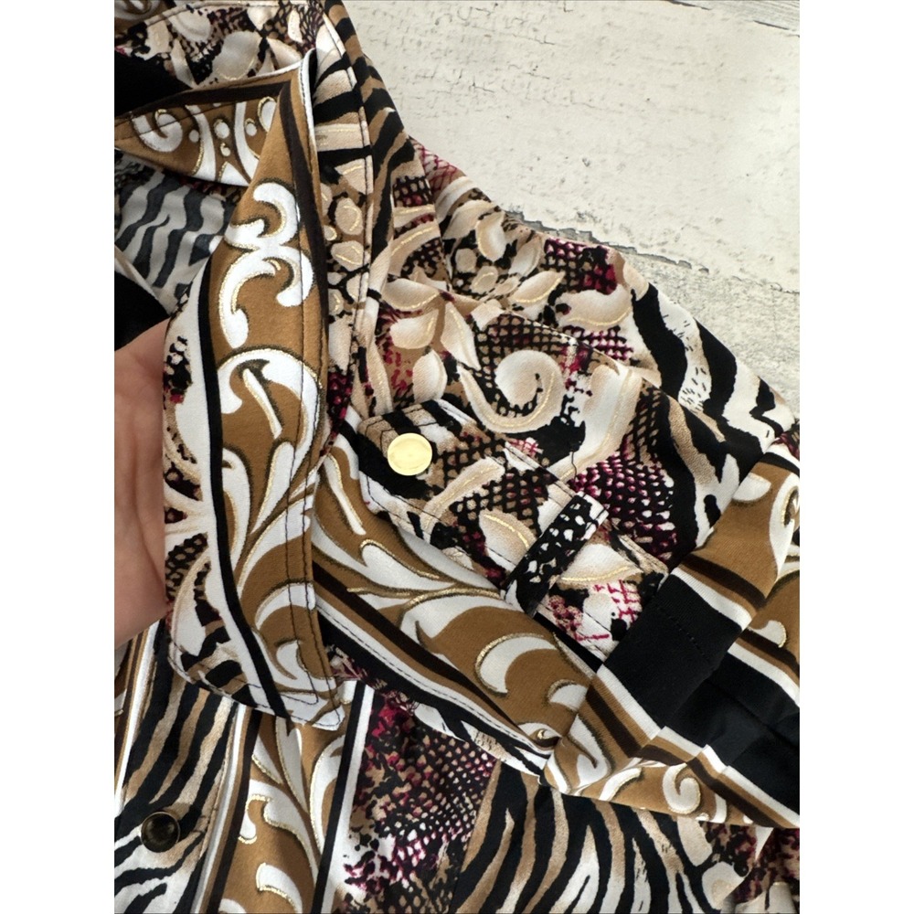 Cache Womens Size 6 Button Down long Sleeve Dress Collar Animal Print - Picture 6 of 10